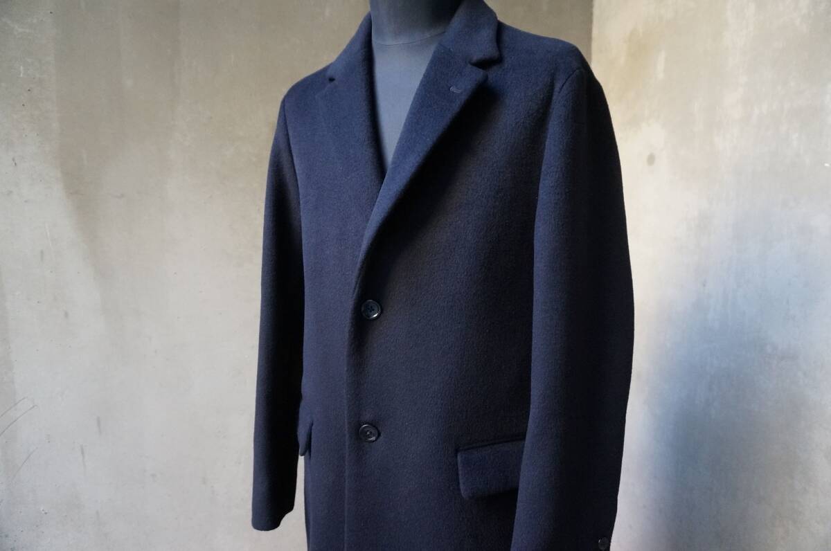  UA ユナイテッドアローズ green label relaxing S100 濃紺 ネイビーブルー ビーバー仕上げ チェスター コート S M_画像6