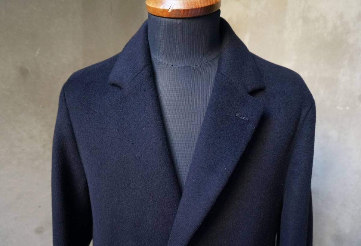  UA ユナイテッドアローズ green label relaxing S100 濃紺 ネイビーブルー ビーバー仕上げ チェスター コート S M_画像4