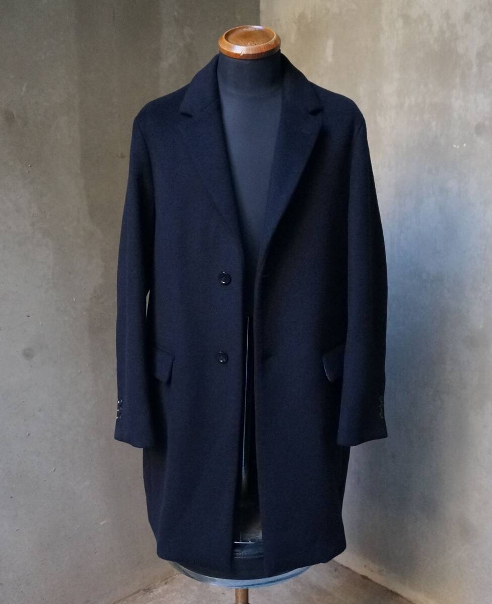  UA ユナイテッドアローズ green label relaxing S100 濃紺 ネイビーブルー ビーバー仕上げ チェスター コート S M_画像3