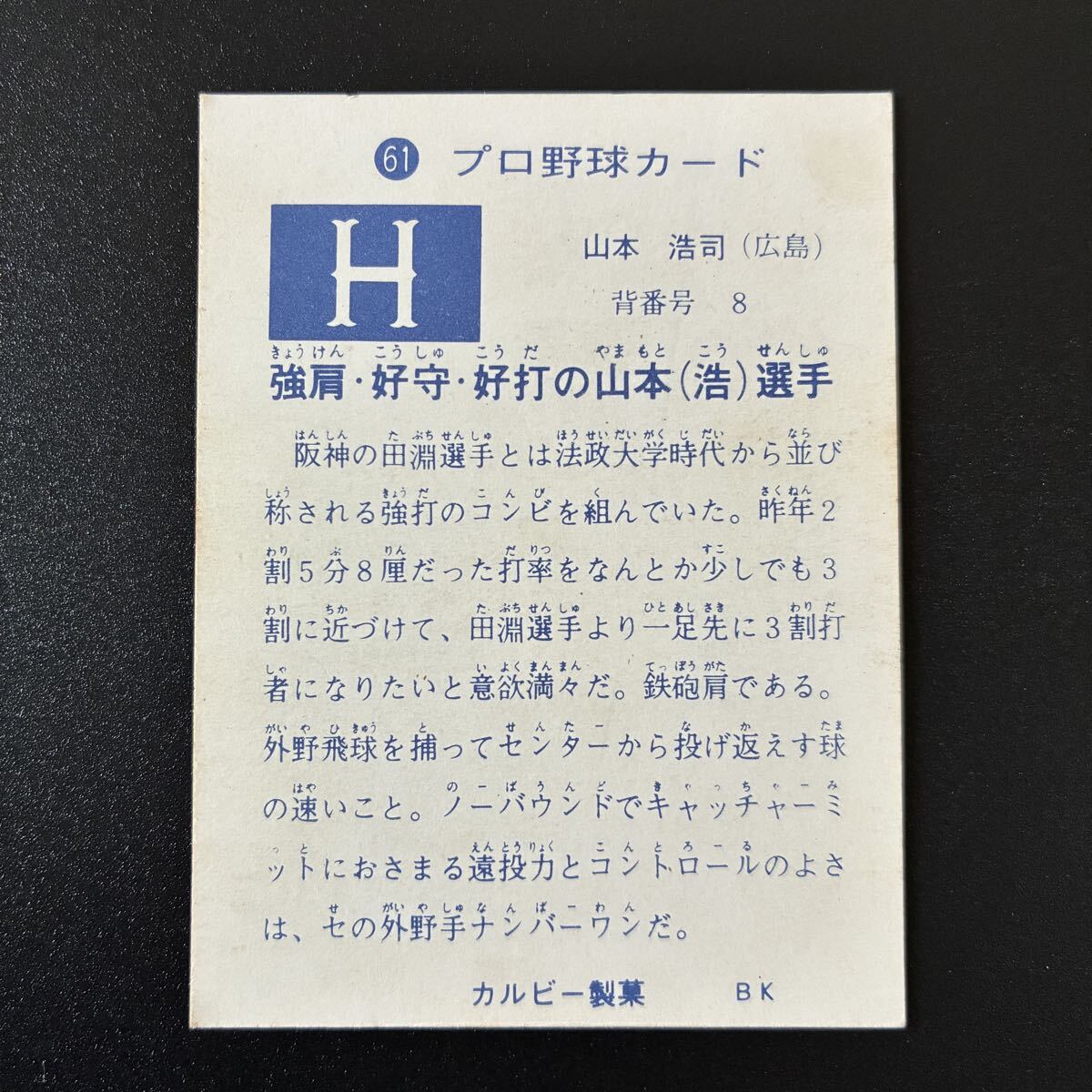  Calbee Professional Baseball карта 73 год No.61 флаг версия C модель поверхность большой медведь * задняя поверхность Yamamoto 