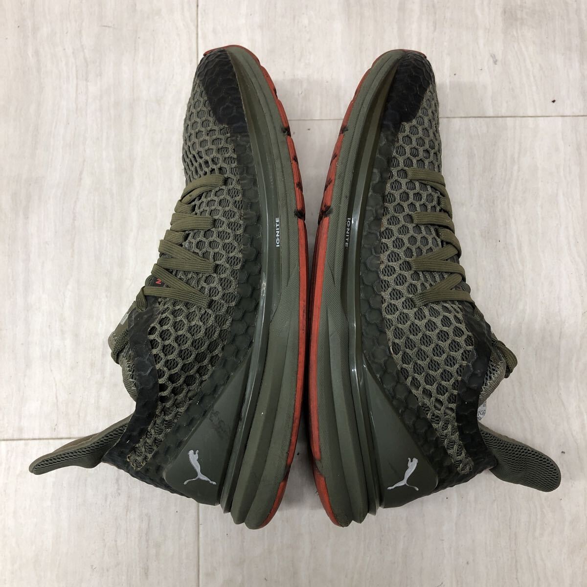M345 FN-251121-1652 PUMA プーマ IGNITE LIMITLESS NETFIT イグナイト リミットレス ランニングシューズ オリーブ メンズ 28cm_画像7