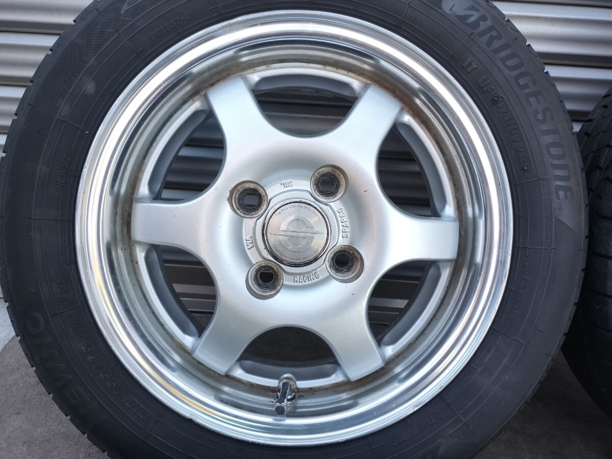 CRIMSON SPARCO 13×5J 4H PCD100 約+36 NEWNO 155/65R13★クリムソン スパルコ 深リム 当時物 軽自動車全般_画像2