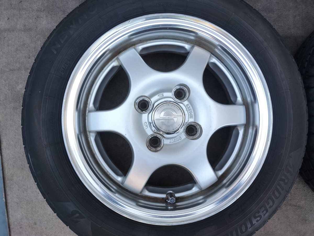 CRIMSON SPARCO 13×5J 4H PCD100 約+36 NEWNO 155/65R13★クリムソン スパルコ 深リム 当時物 軽自動車全般_画像4