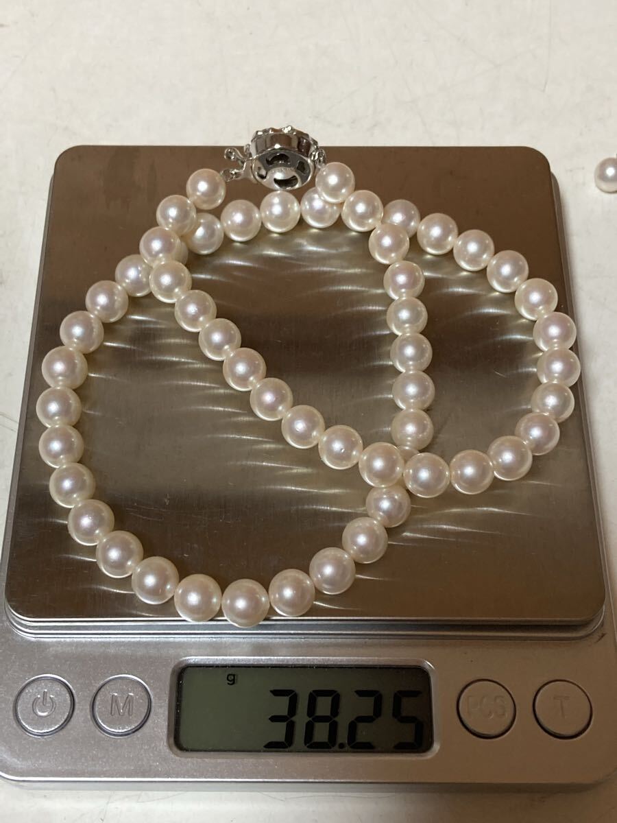 貴金属　宝石　アクセサリー　プラチナ pt900 ネックレス イヤリング パール 本真珠 真珠 SILVER 保管品　 パールネックレス_画像6