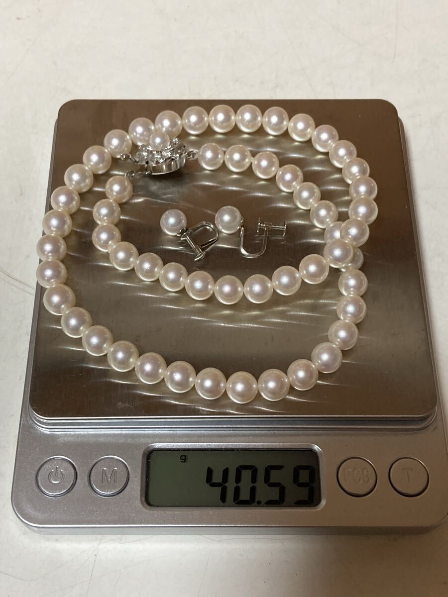 貴金属　宝石　アクセサリー　プラチナ pt900 ネックレス イヤリング パール 本真珠 真珠 SILVER 保管品　 パールネックレス_画像7
