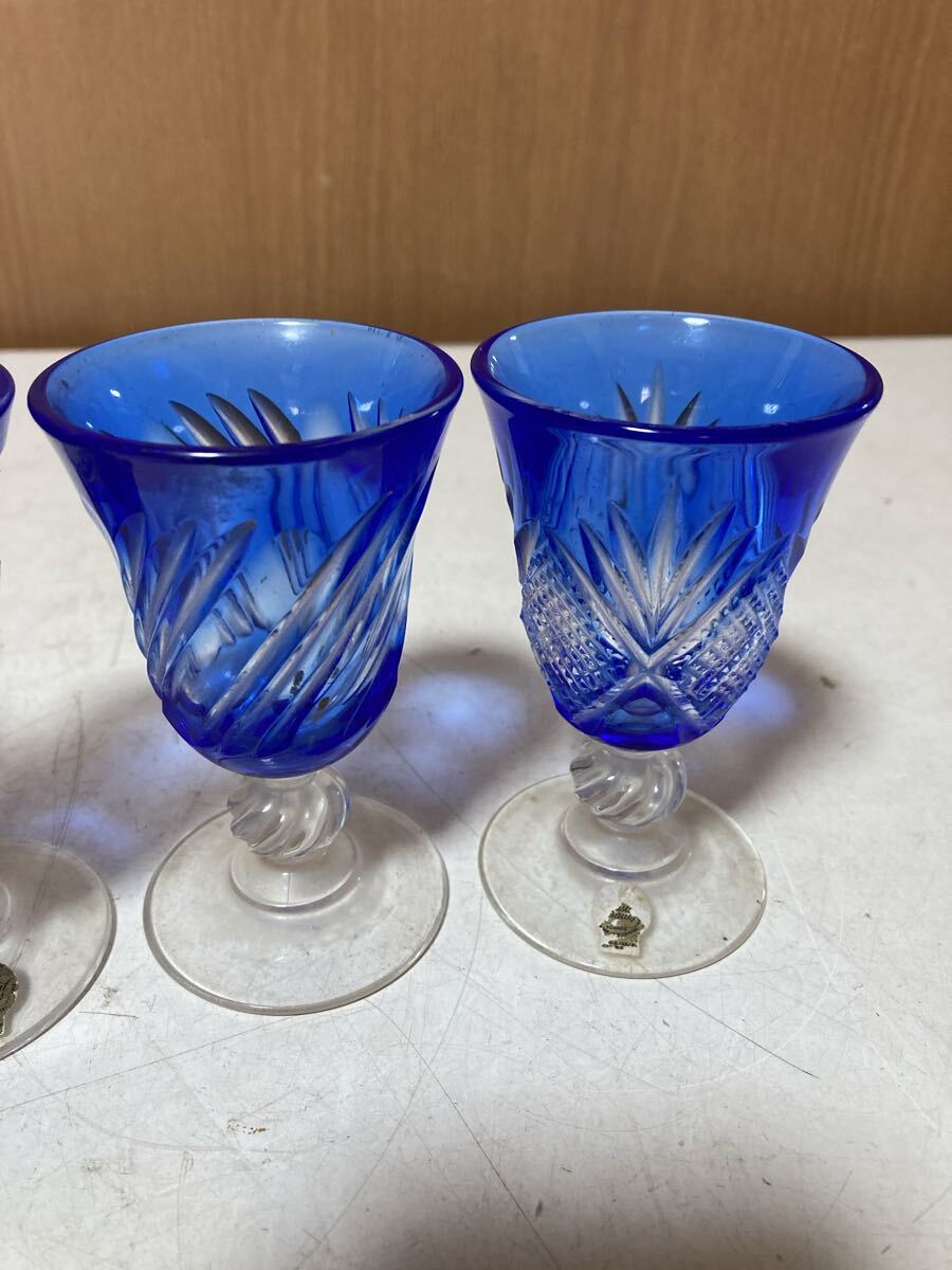 切子 グラス ブルー 江戸切子 酒器 ワイングラス 切子グラス 青 ガラス まとめて　コレクション　保管品_画像7