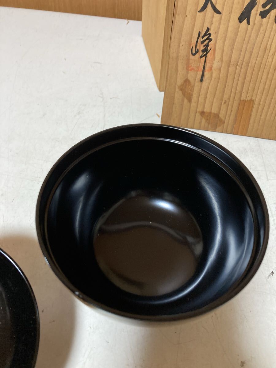 未使用 長期保管品 特選漆器　吸物椀　大峰　会津塗り　藪柑子吸椀揃い　5個セット　お正月　お雑煮　料理　漆器　吸椀 黒 _画像4