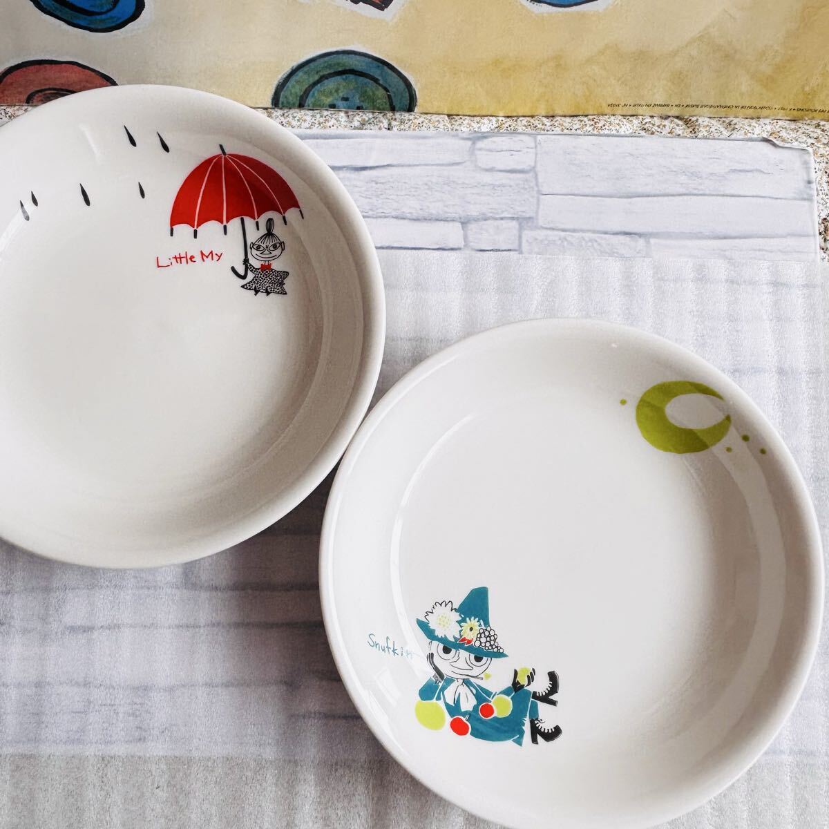 MOOMIN ムーミン パスタ皿 食器 リトルミイ スナフキン　直径21.5cm カレー皿 プレート 陶器製 ヤマカ 日本製 中古 _画像1