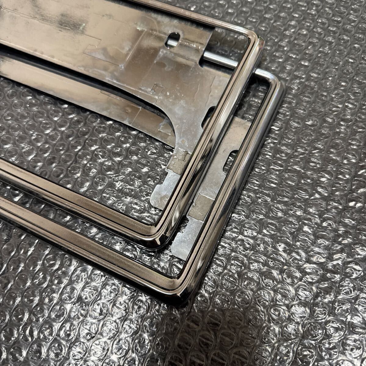 1-1 送料込み トヨタ純正オプション メッキ ナンバーフレーム デラックス フロント リア 前後セット_画像3