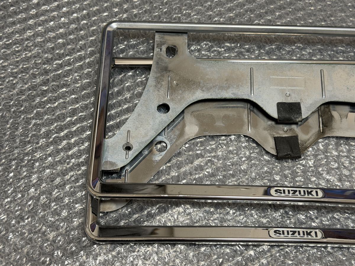 15-1 送料込み スズキ純正オプション メッキ ナンバーフレーム フロント リア 前後セット_画像2