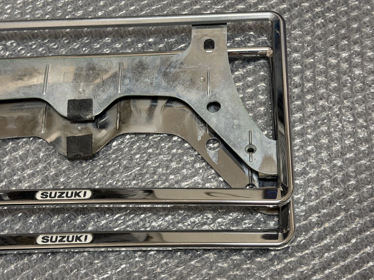 15-1 送料込み スズキ純正オプション メッキ ナンバーフレーム フロント リア 前後セット_画像3