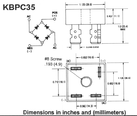 KBPC5010 単相ブリッジダイオード 1000V 50A 金属ケース_画像3