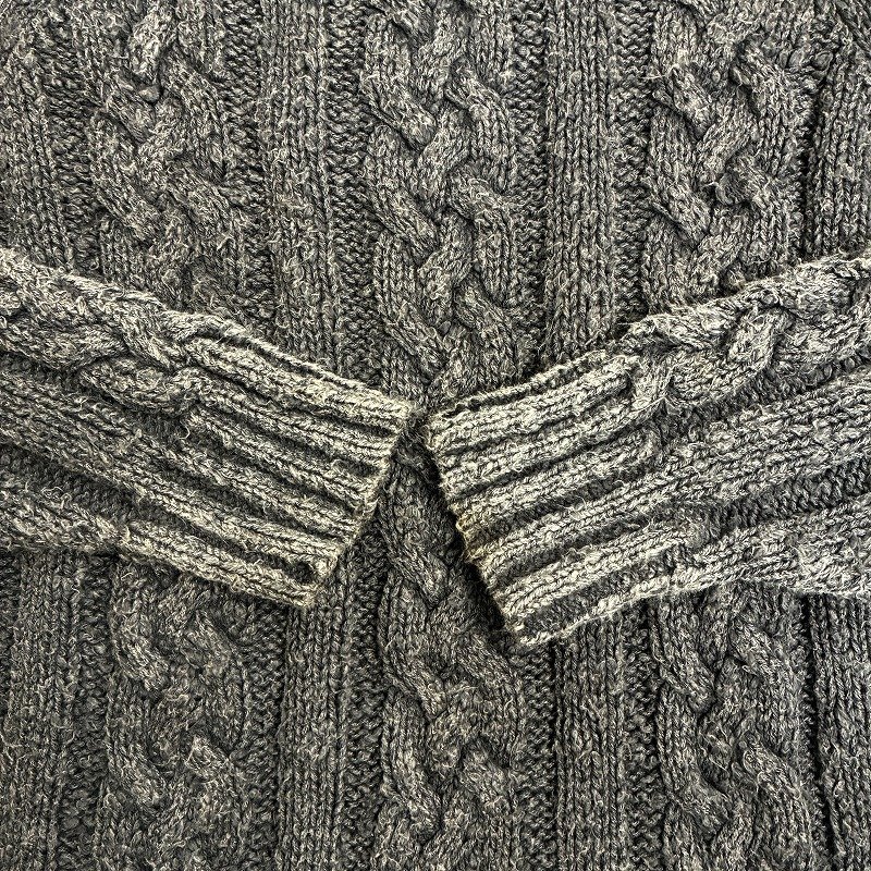 ◆ AVIREX アヴィレックス ニット セーター 厚手 トップス ロング丈 ラグラン 古着 コットン グレー サイズM レディース 0.75kg_画像5