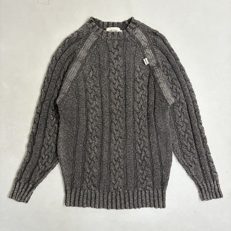 ◆ AVIREX アヴィレックス ニット セーター 厚手 トップス ロング丈 ラグラン 古着 コットン グレー サイズM レディース 0.75kg_画像1