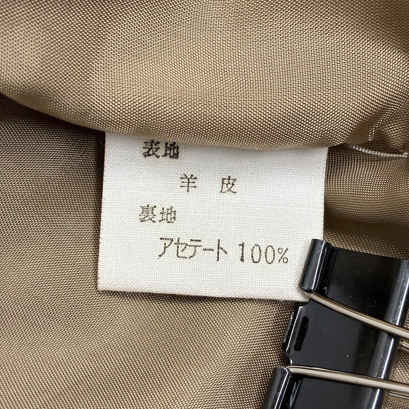 ◆ BARONECE バロネーゼ レザージャケット ノーカラー アウター フロントジップ ボタン 肩パッド 古着 羊革 ブラウン サイズM メンズ_画像10