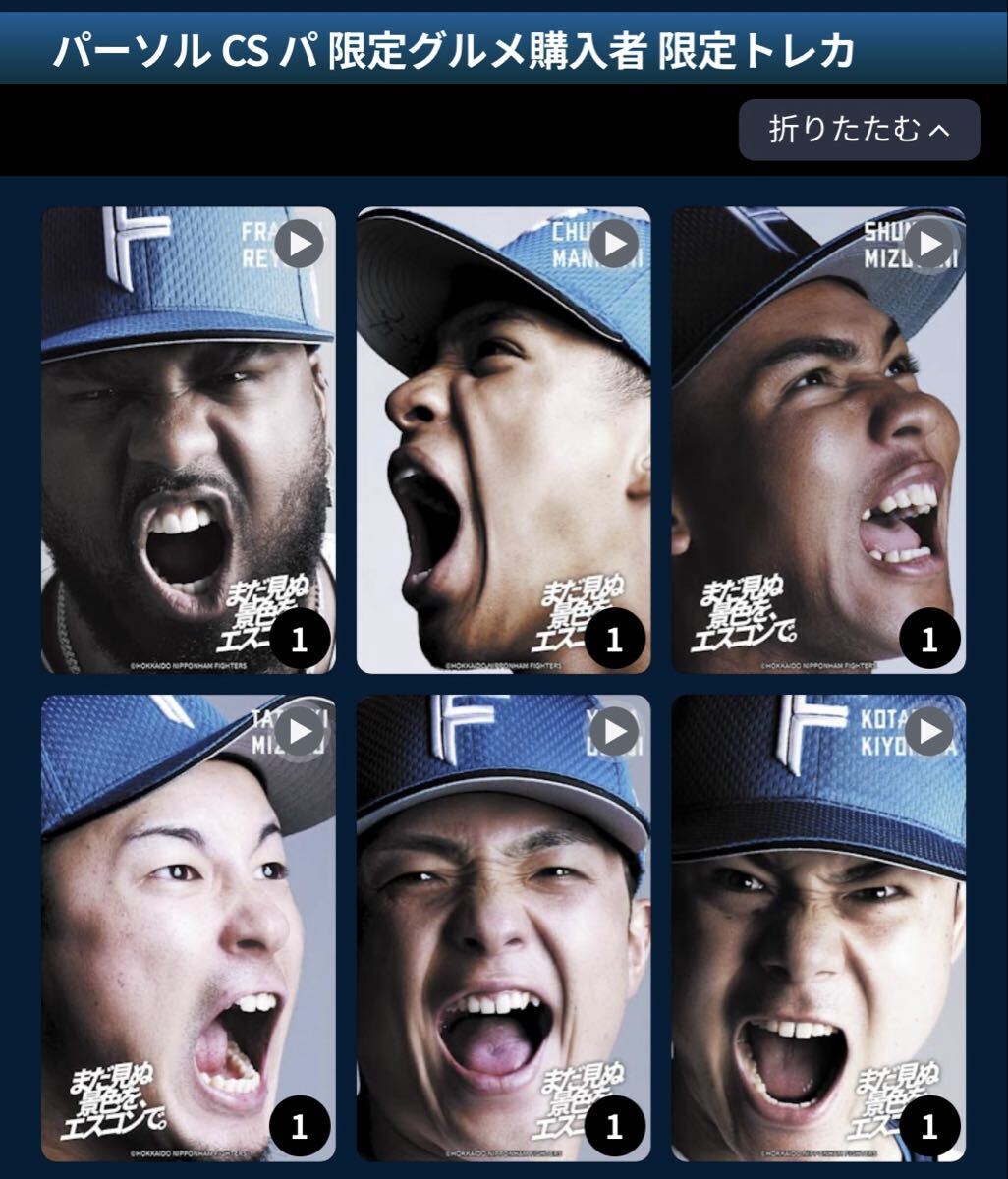 ファイターズトレカ　パーソル CSパ限定グルメ購入者限定トレカ　全10種　パスワードのみ_画像1