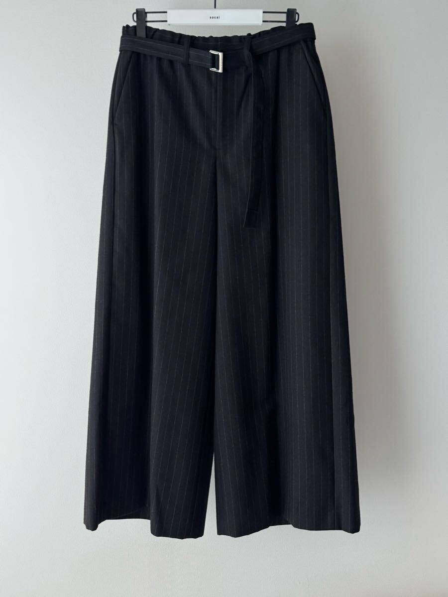 sacai 24aw Chalk Stripe Pants ワイドパンツ Black _画像3