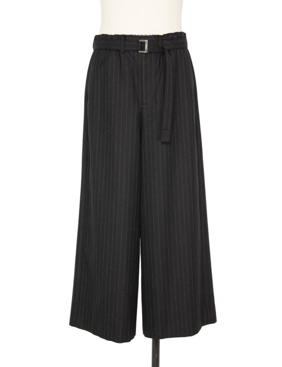 sacai 24aw Chalk Stripe Pants ワイドパンツ Black _画像1