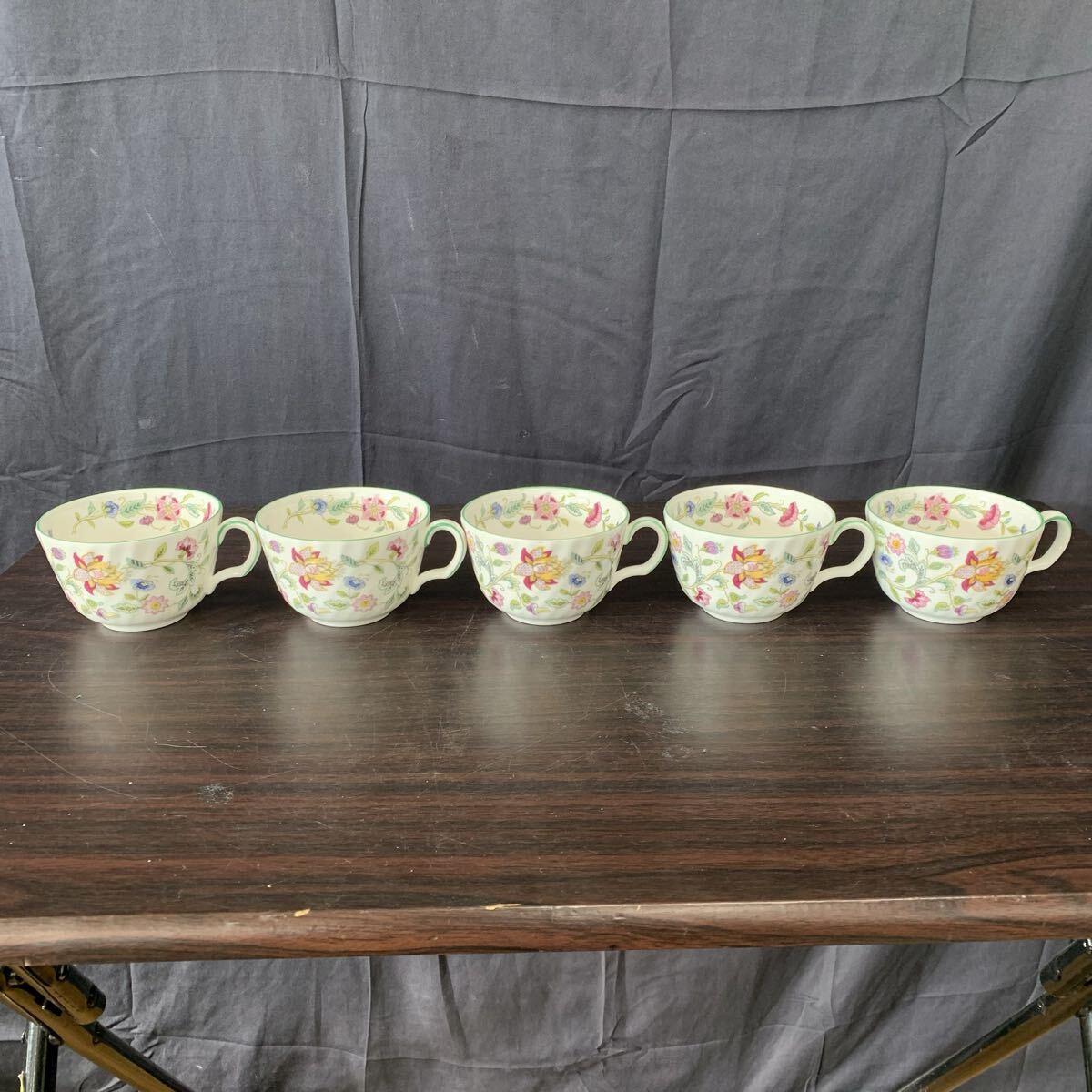 $【売り切り】MINTON ミントン HADDON HALL ハドンホール カップ&ソーサー 5客セット！花柄 ボーンチャイナ 小皿 ティーカップ 洋食器_画像10