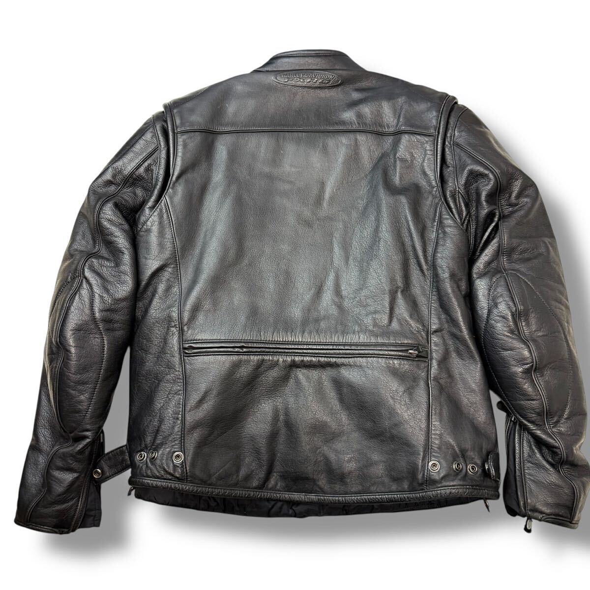 1514 希少L ハーレーダビットソン Harley Davidson 中綿ライナー シングルライダースジャケット レザー バイクウェア プロテクター 黒 本革_画像7