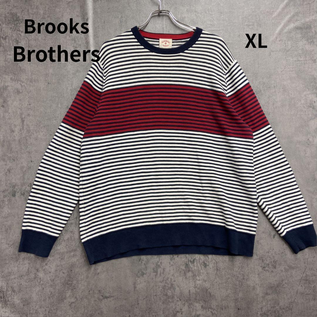  Brooks Brothers окантовка мужской вязаный свитер красный темно-синий белый XL[6989]