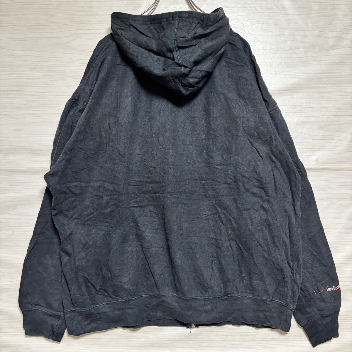 VINTAGE ヴィンテージ ジップパーカー ジップアップ スウェット フーディー サイズXL ブラック 黒 コットン メンズ トップス(41)_画像2