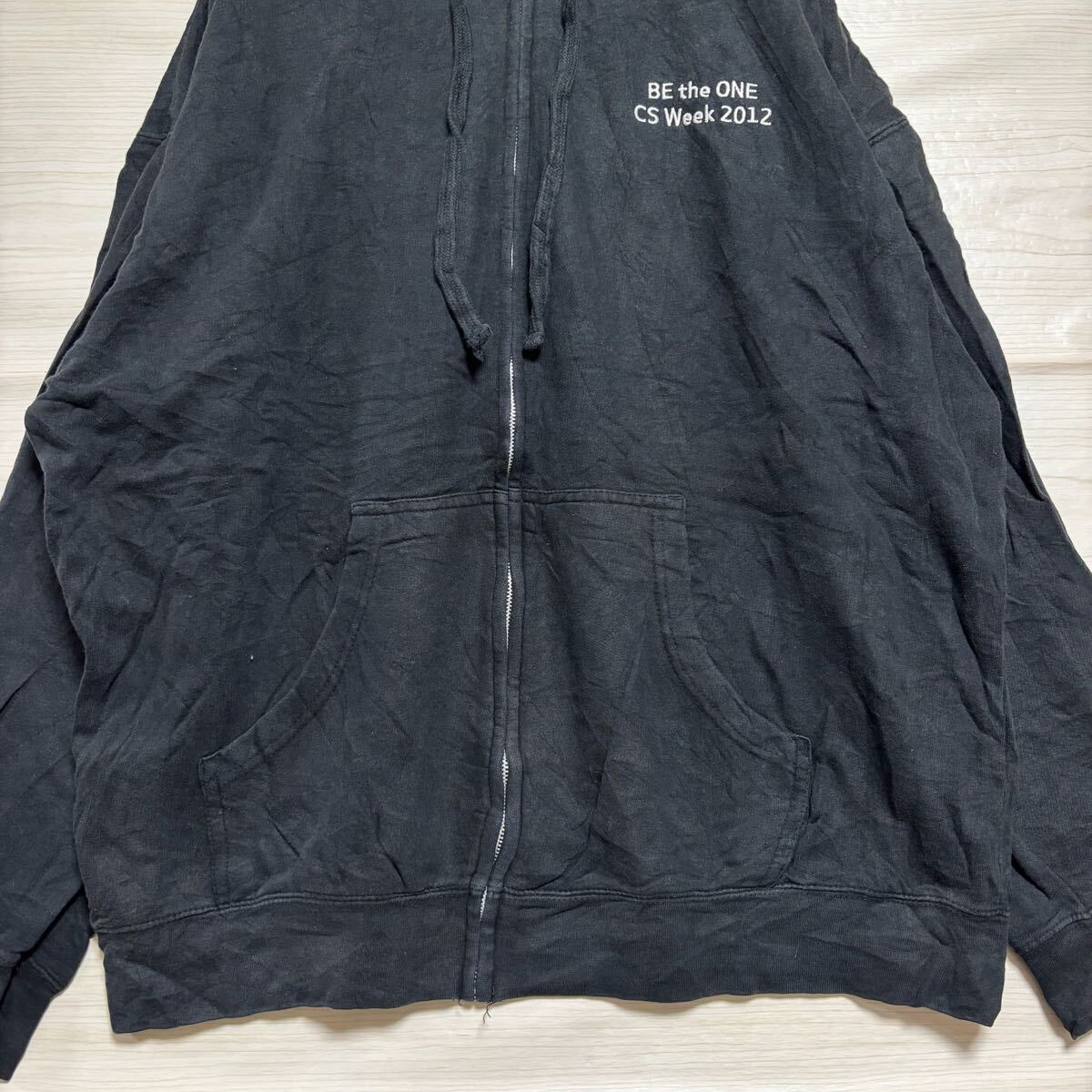 VINTAGE ヴィンテージ ジップパーカー ジップアップ スウェット フーディー サイズXL ブラック 黒 コットン メンズ トップス(41)_画像4