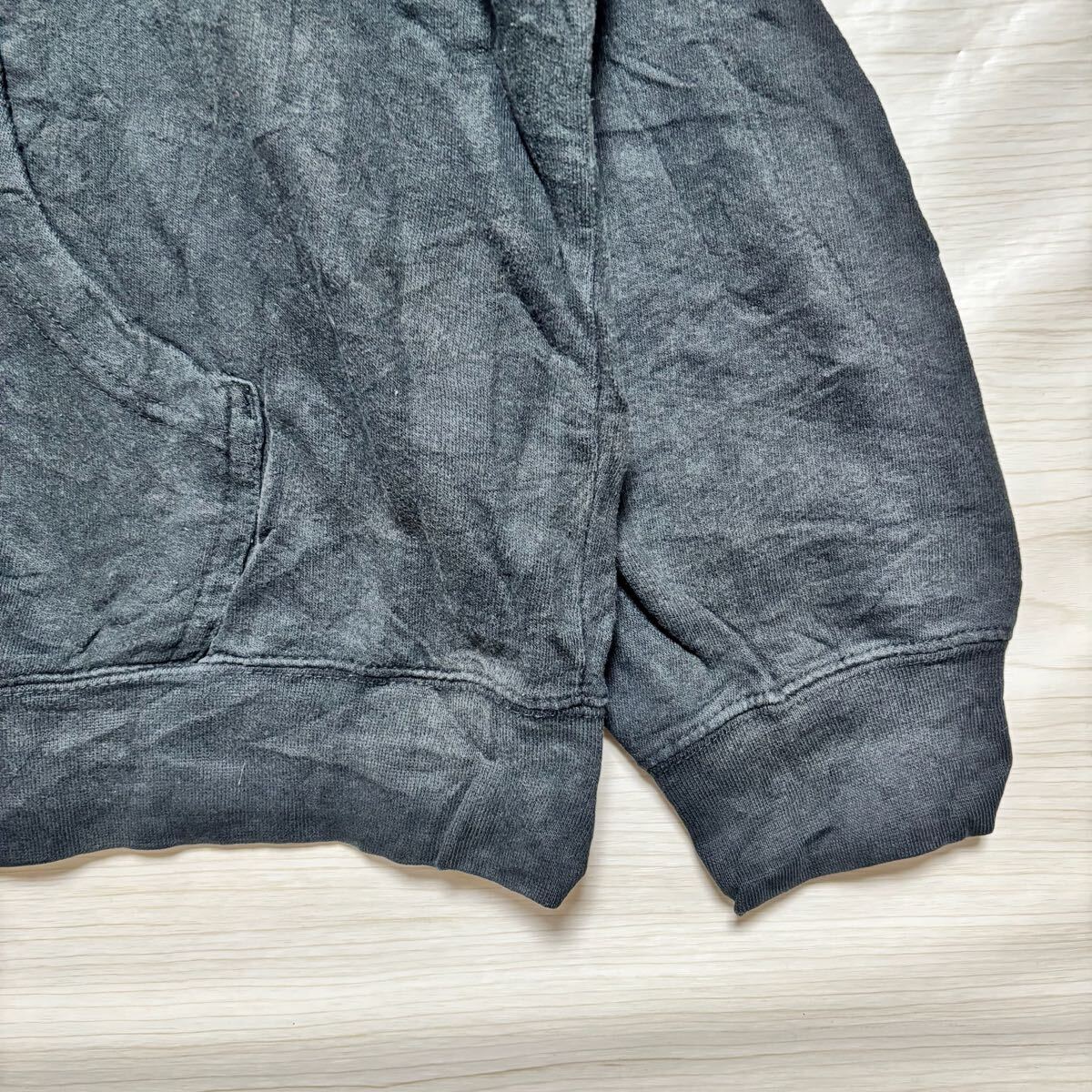 VINTAGE ヴィンテージ ジップパーカー ジップアップ スウェット フーディー サイズXL ブラック 黒 コットン メンズ トップス(41)_画像5