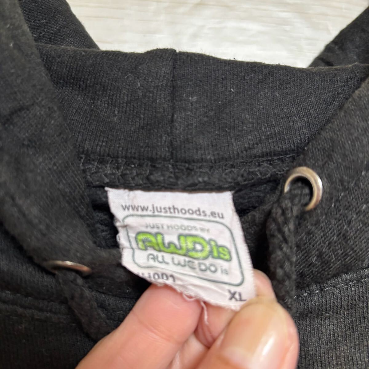 VINTAGE ヴィンテージ プルオーバーパーカー フーディー スウェット バスケ ロゴ刺繍 サイズXL ブラック コットン メンズ トップス（41）_画像6