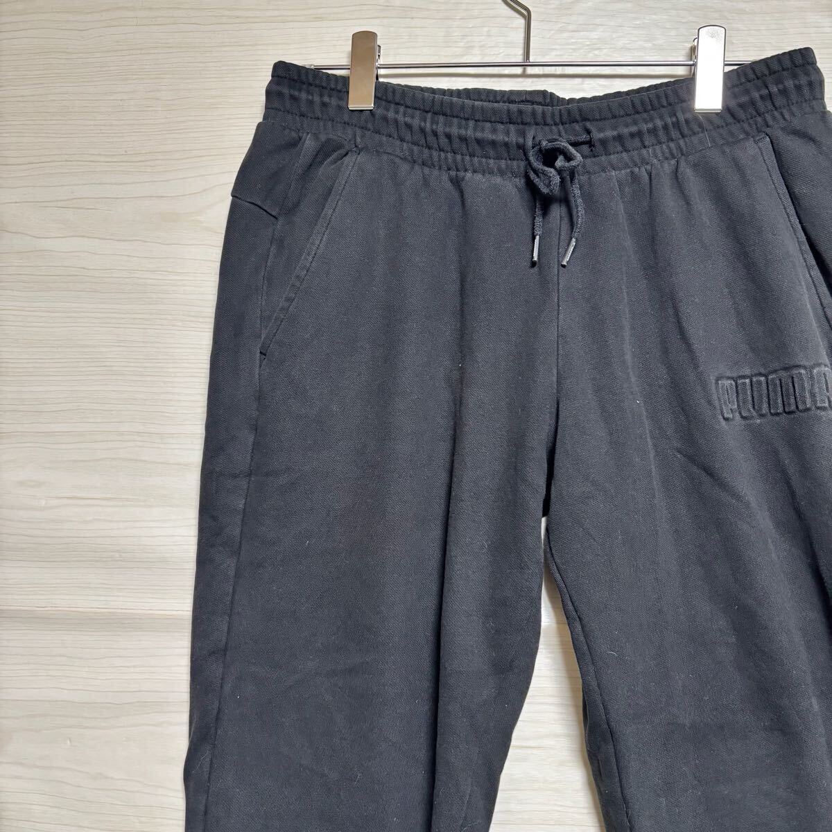 PUMA プーマ スウェットパンツ イージーパンツ ウエストゴム ジョガーパンツ サイズL ブラック 黒 コットン メンズ ボトムス（41）_画像1