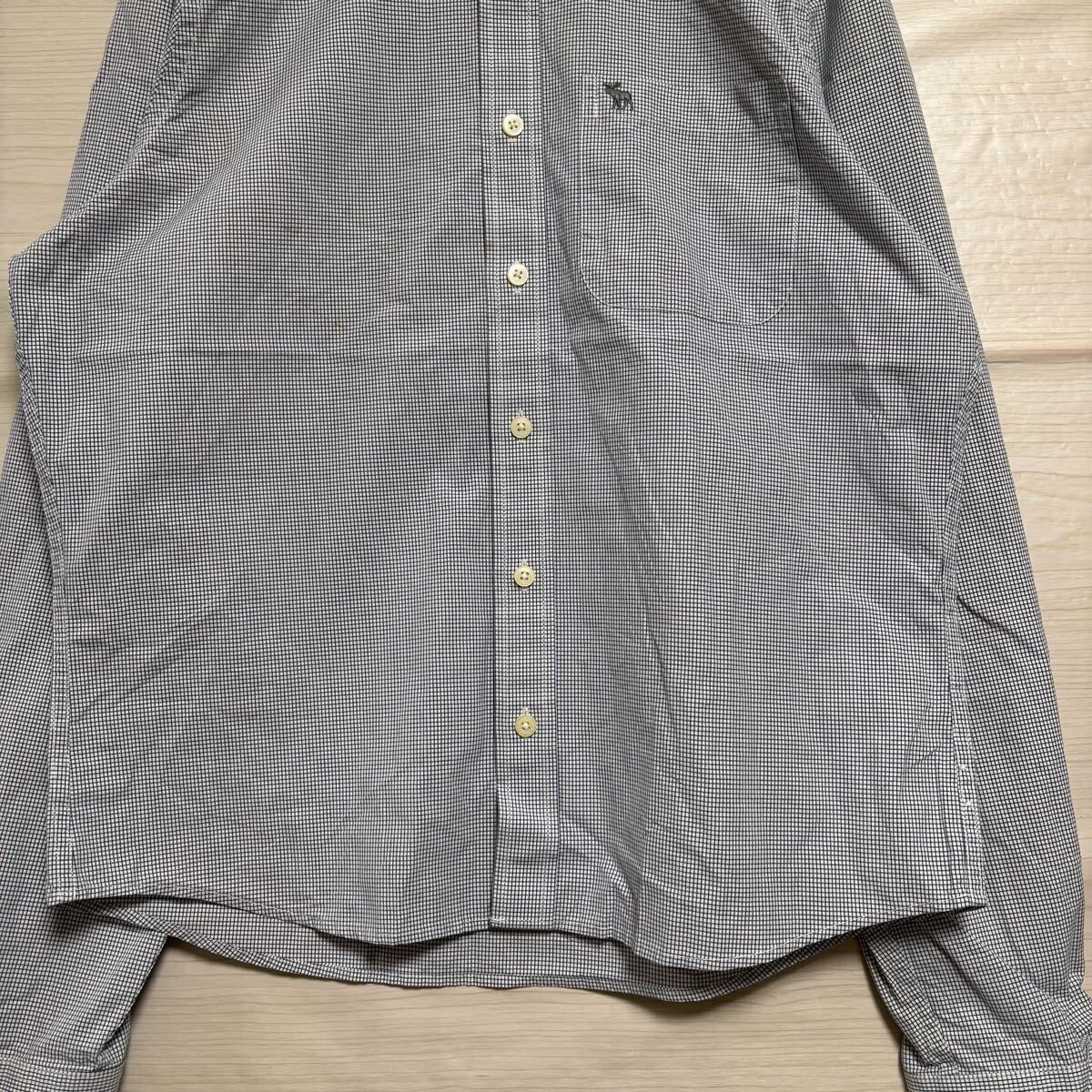 Abercombie&fitch アバクロンビーアンドフィッチ 長袖シャツ ボタンダウン ギンガムチェック サイズXL 水色 レディース トップス(42)_画像4