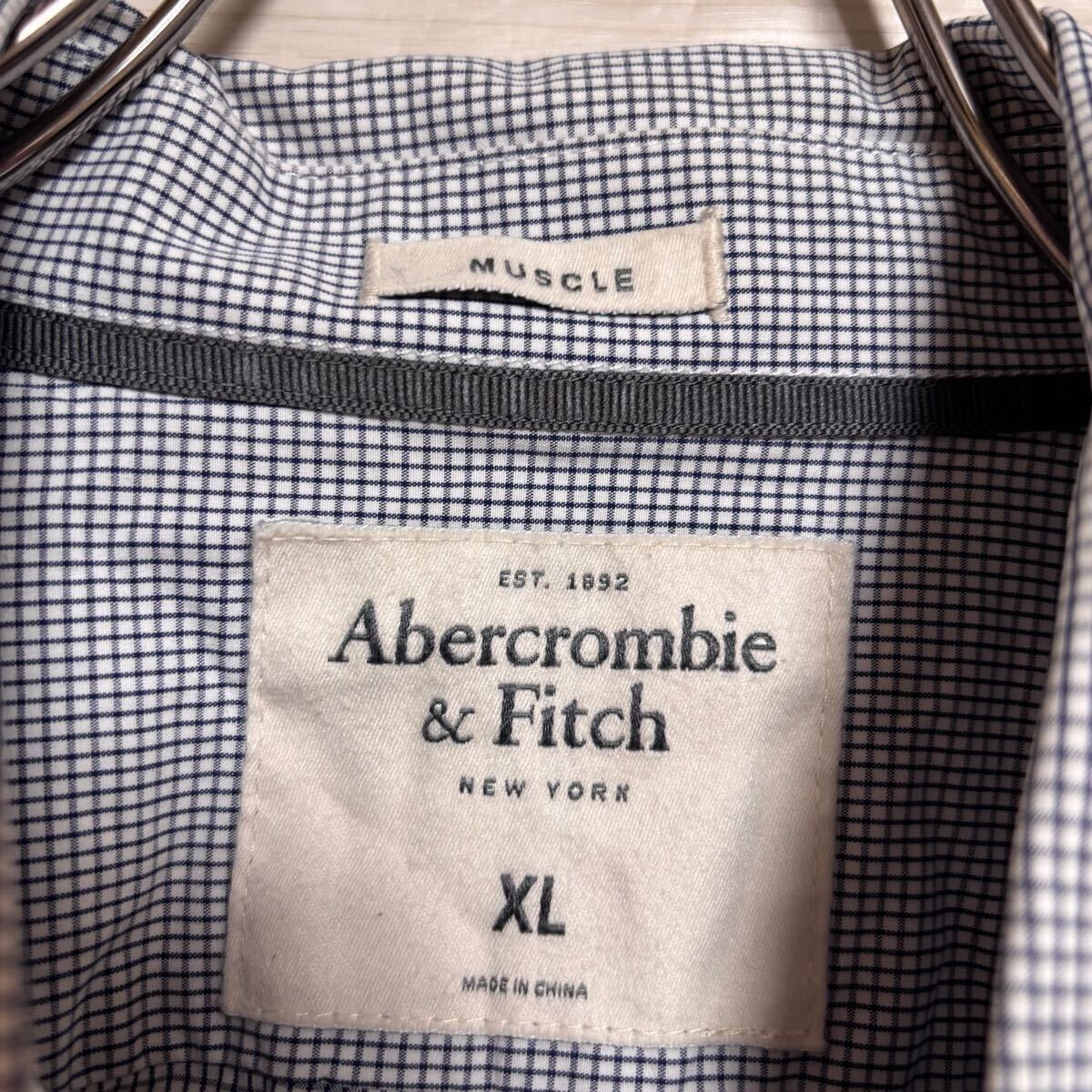 Abercombie&fitch アバクロンビーアンドフィッチ 長袖シャツ ボタンダウン ギンガムチェック サイズXL 水色 レディース トップス(42)_画像7