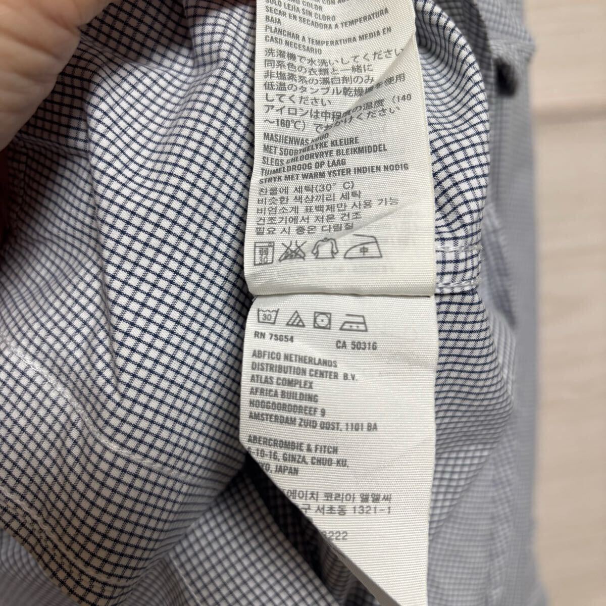 Abercombie&fitch アバクロンビーアンドフィッチ 長袖シャツ ボタンダウン ギンガムチェック サイズXL 水色 レディース トップス(42)_画像8