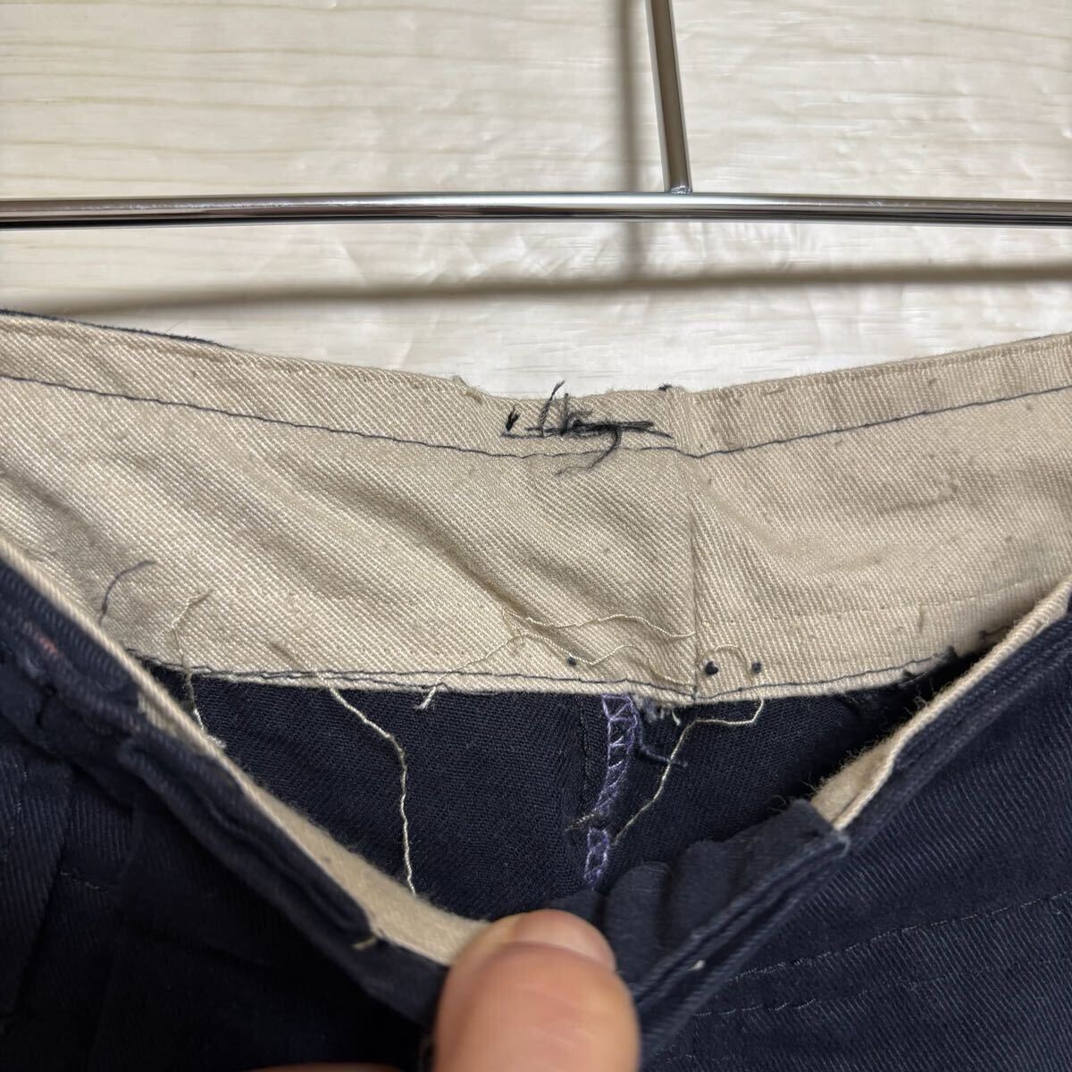 VINTAGE ヴィンテージ カーゴパンツ ワイドシルエット ミリタリー サイズ2XL相当 ネイビー 紺色 コットン メンズ ボトムス(42)_画像6