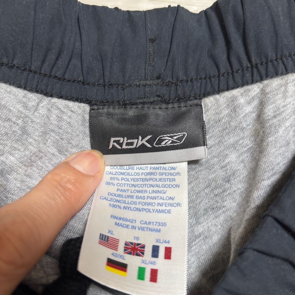 Reebok リーボック ナイロンパンツ シャカパン イージーパンツ ウエストゴム サイズXL ブラック 黒 ポリエステル メンズ ボトムス（42）_画像8