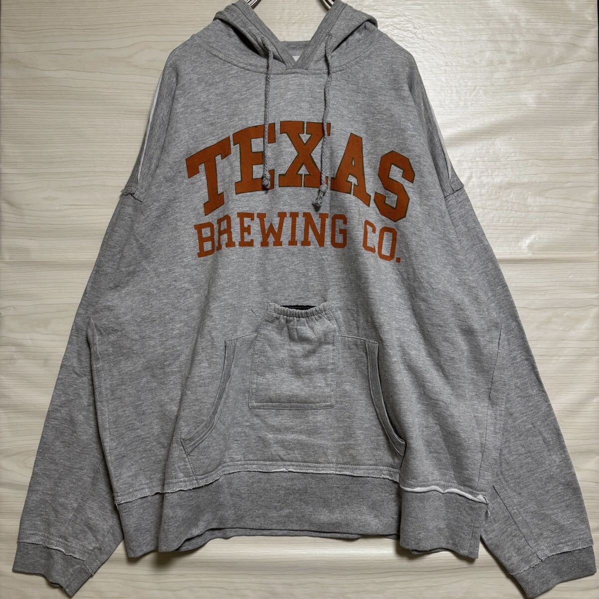 VINTAGE ヴィンテージ プルオーバーパーカー フーディー スウェット カレッジ系 サイズ2XL グレー コットン メンズ トップス（42）_画像1