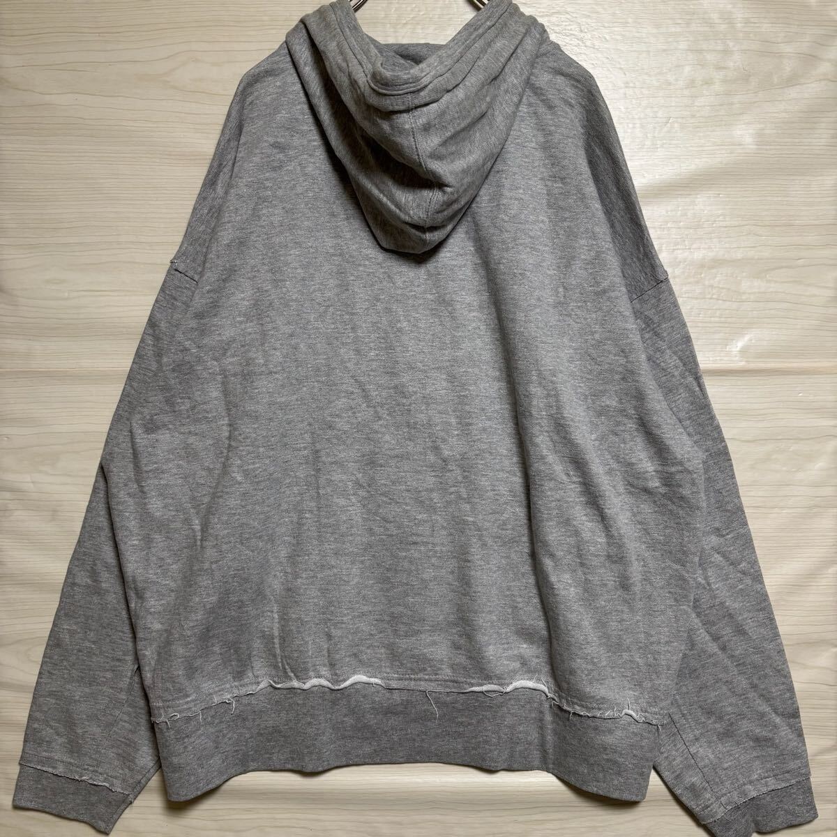 VINTAGE ヴィンテージ プルオーバーパーカー フーディー スウェット カレッジ系 サイズ2XL グレー コットン メンズ トップス（42）_画像2