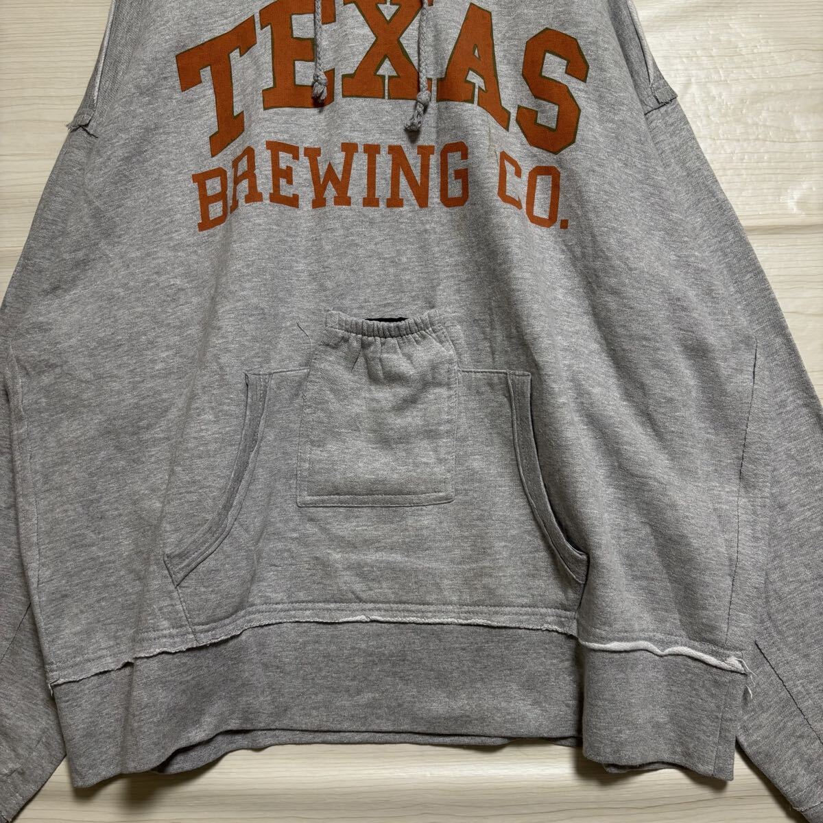 VINTAGE ヴィンテージ プルオーバーパーカー フーディー スウェット カレッジ系 サイズ2XL グレー コットン メンズ トップス（42）_画像4