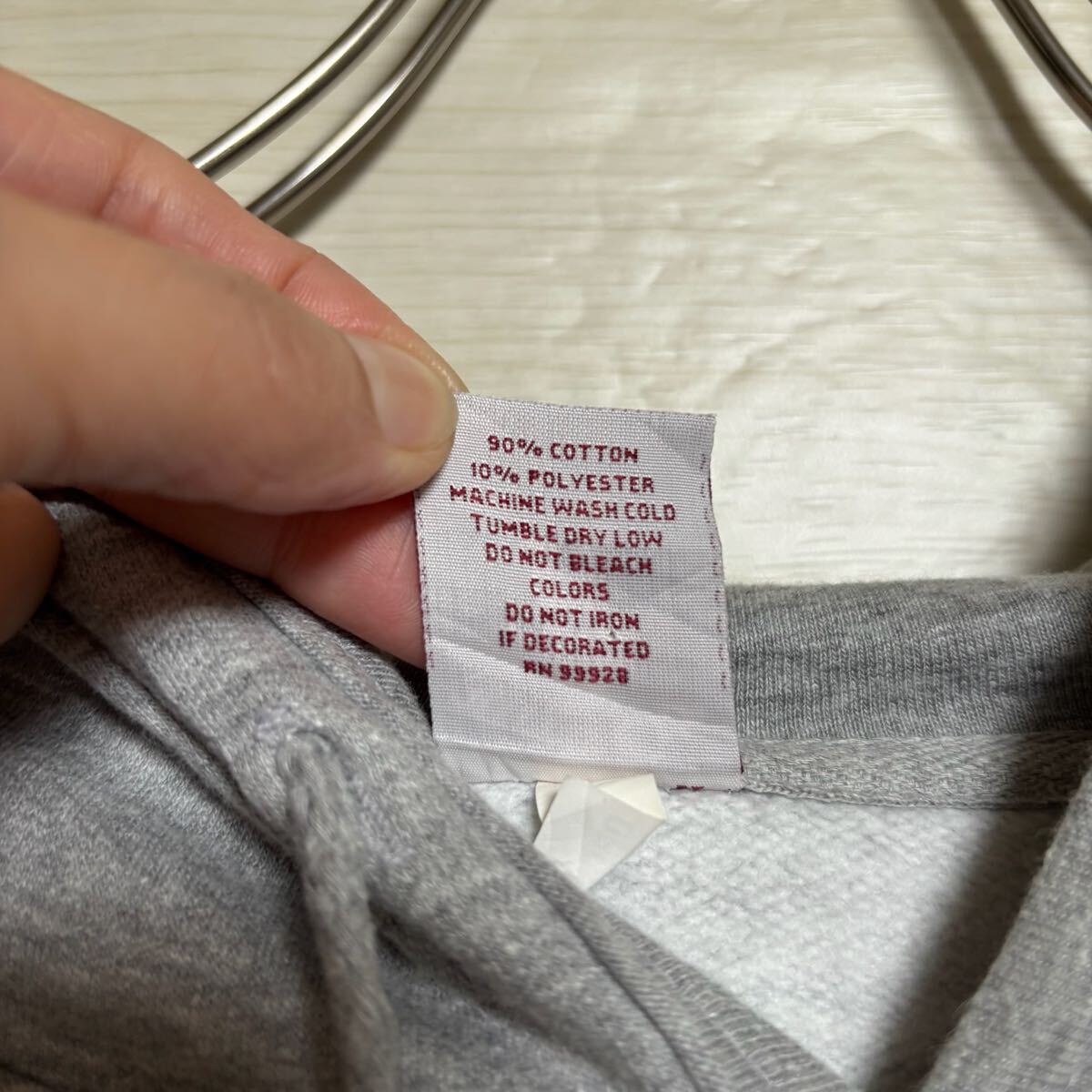 VINTAGE ヴィンテージ プルオーバーパーカー フーディー スウェット カレッジ系 サイズ2XL グレー コットン メンズ トップス（42）_画像8