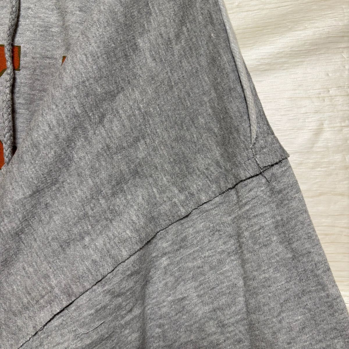 VINTAGE ヴィンテージ プルオーバーパーカー フーディー スウェット カレッジ系 サイズ2XL グレー コットン メンズ トップス（42）_画像9