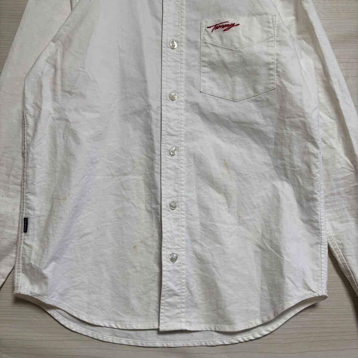 TOMMYHILFIGER トミーフィルフィガー 長袖シャツ レギュラーカラー ワンポイント ロゴ刺繍 サイズM相当 レディース トップス（44）_画像4