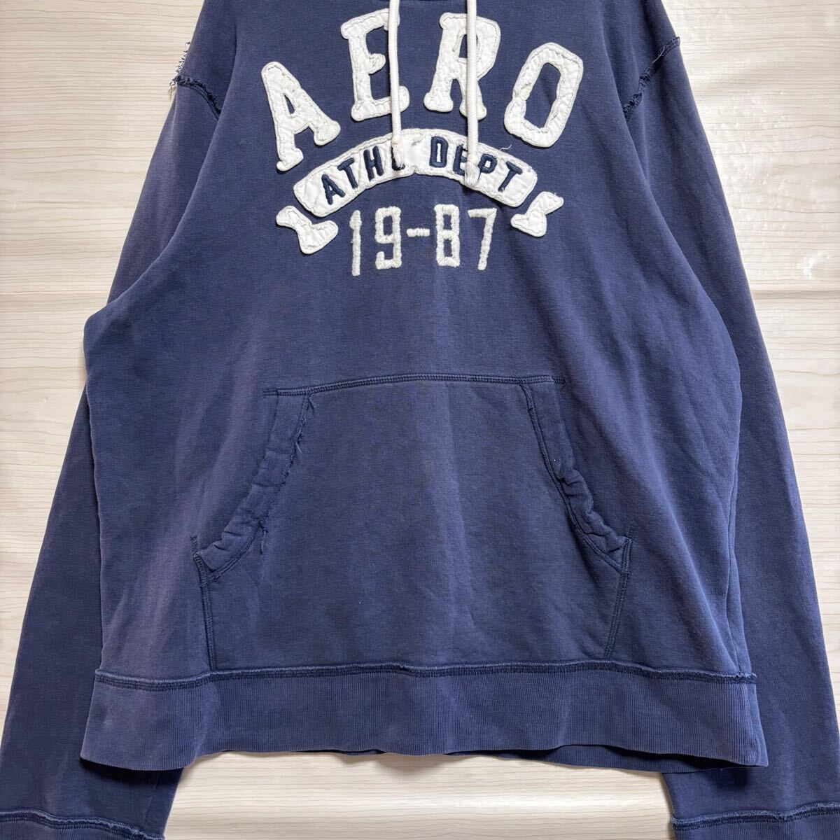 AEROPOSTALE エアロポステール プルオーバーパーカー フーディー スウェット サイズXL ネイビー 紺色 コットン メンズ トップス（44）_画像3