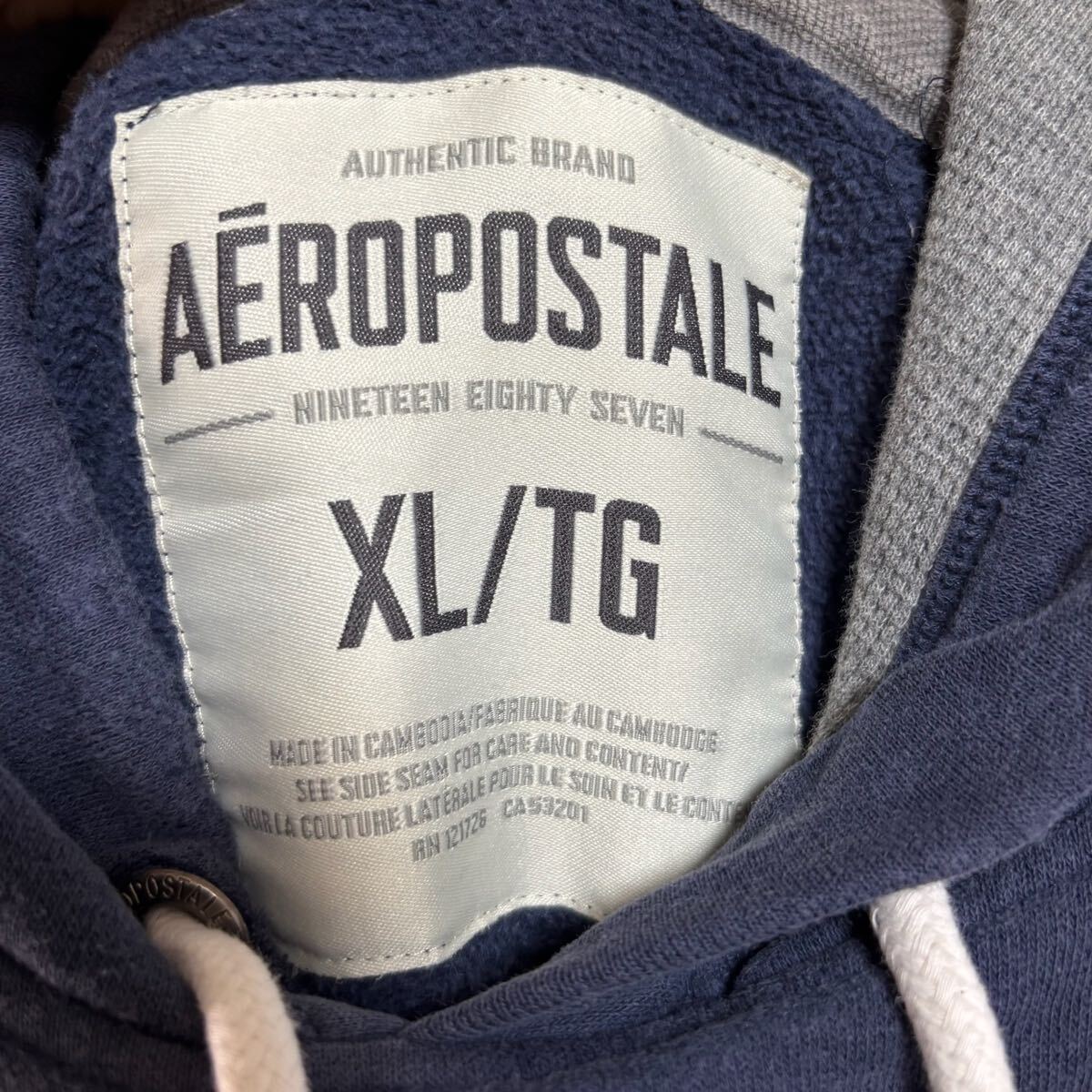 AEROPOSTALE エアロポステール プルオーバーパーカー フーディー スウェット サイズXL ネイビー 紺色 コットン メンズ トップス（44）_画像5