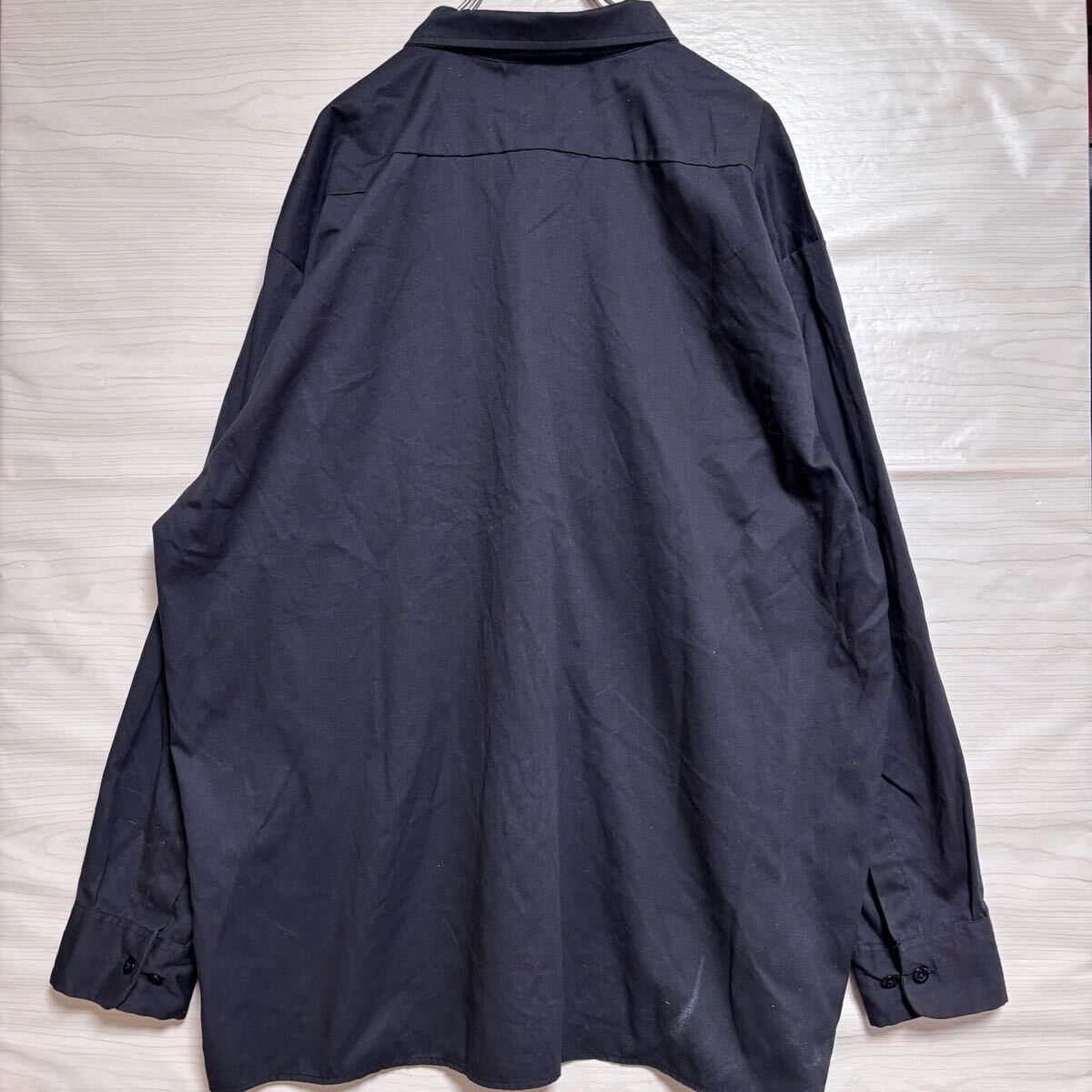 Dickies ディッキーズ 長袖シャツ レギュラーカラー ワークシャツ 胸ポケット サイズ2XL ブラック 黒 コットン メンズ トップス（46）_画像2