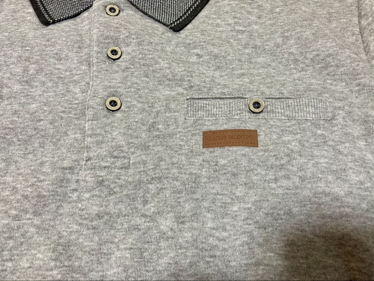 CLAUDIO VALENTINO 裏起毛 長袖ポロシャツ トレーナー スウェット メンズM_画像4