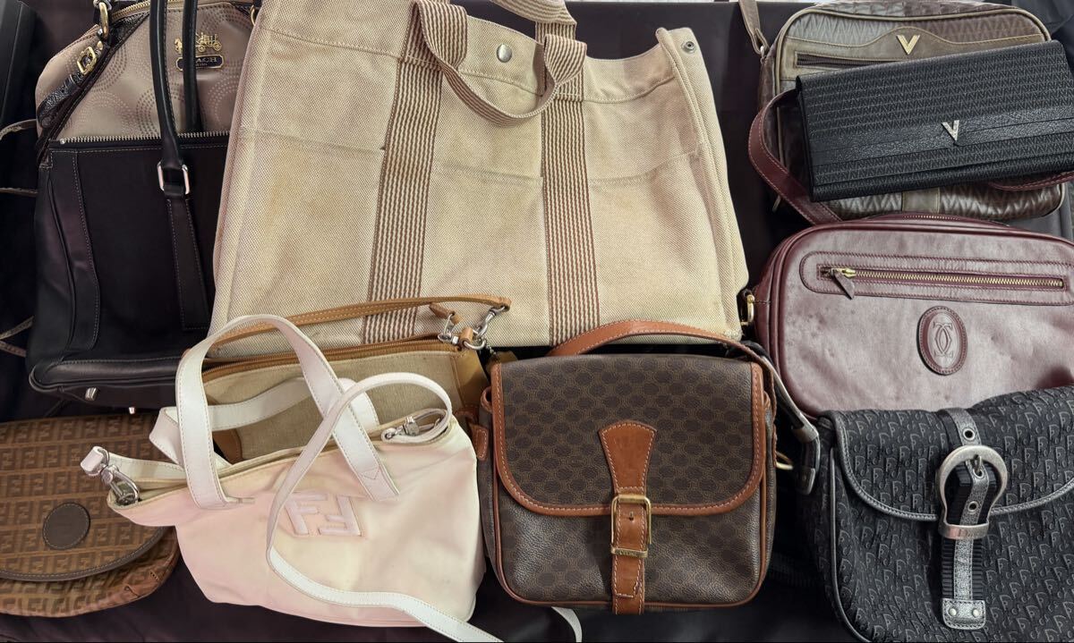 1円~◎HERMES DIOR セリーヌ FENDI カルティエ COACH バレンティノまとめバッグ財布 11点セット ブランドバッグ ショルダーバッグ 財布_画像1