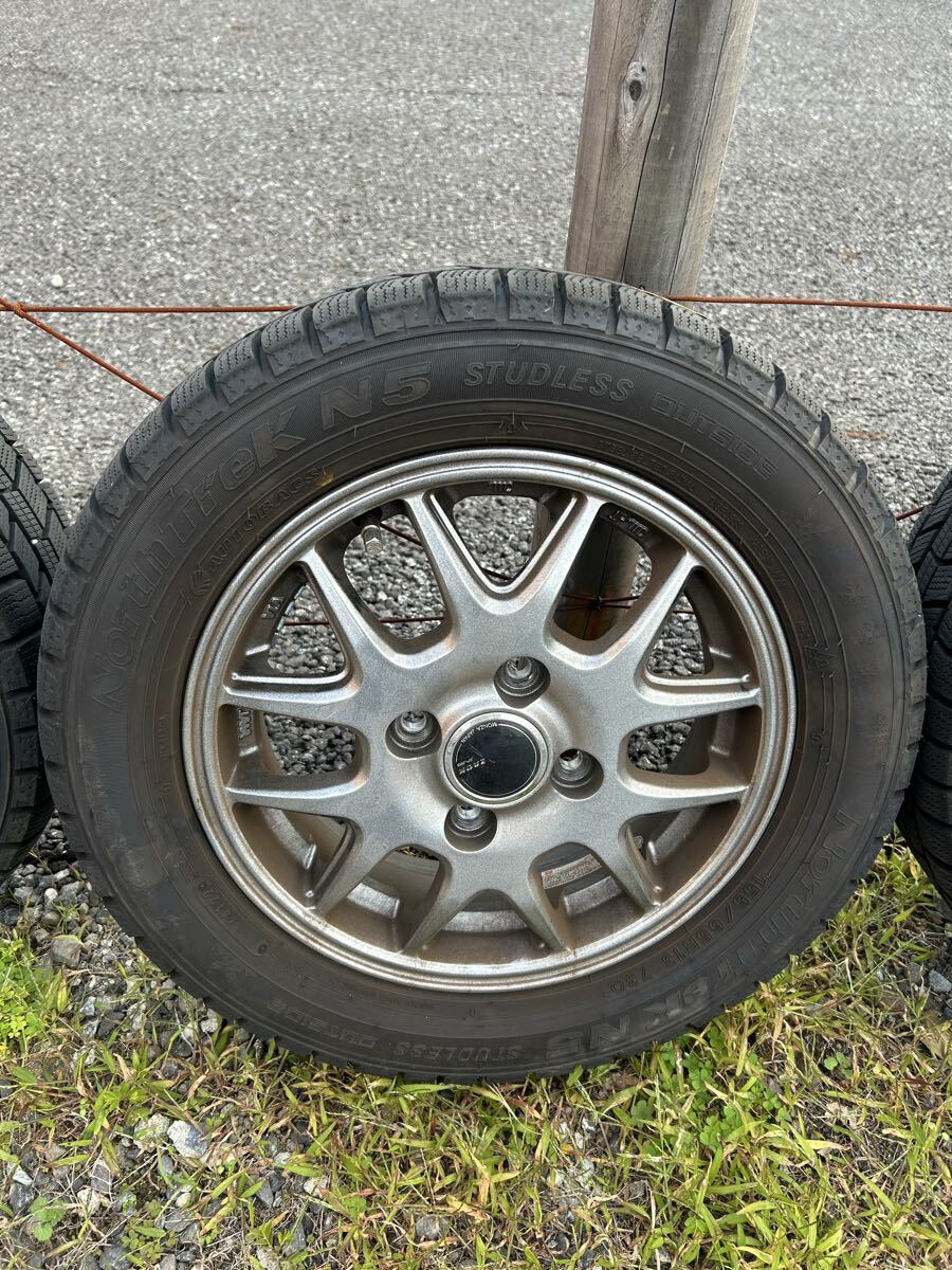 ST1112 MONZA JAPAN/モンツァジャパン ZACK JP-205 155/65 R13 73Q 13インチ ホイールとスタッドレスタイヤセット SUZUKIラパン装着 ビス付_画像6