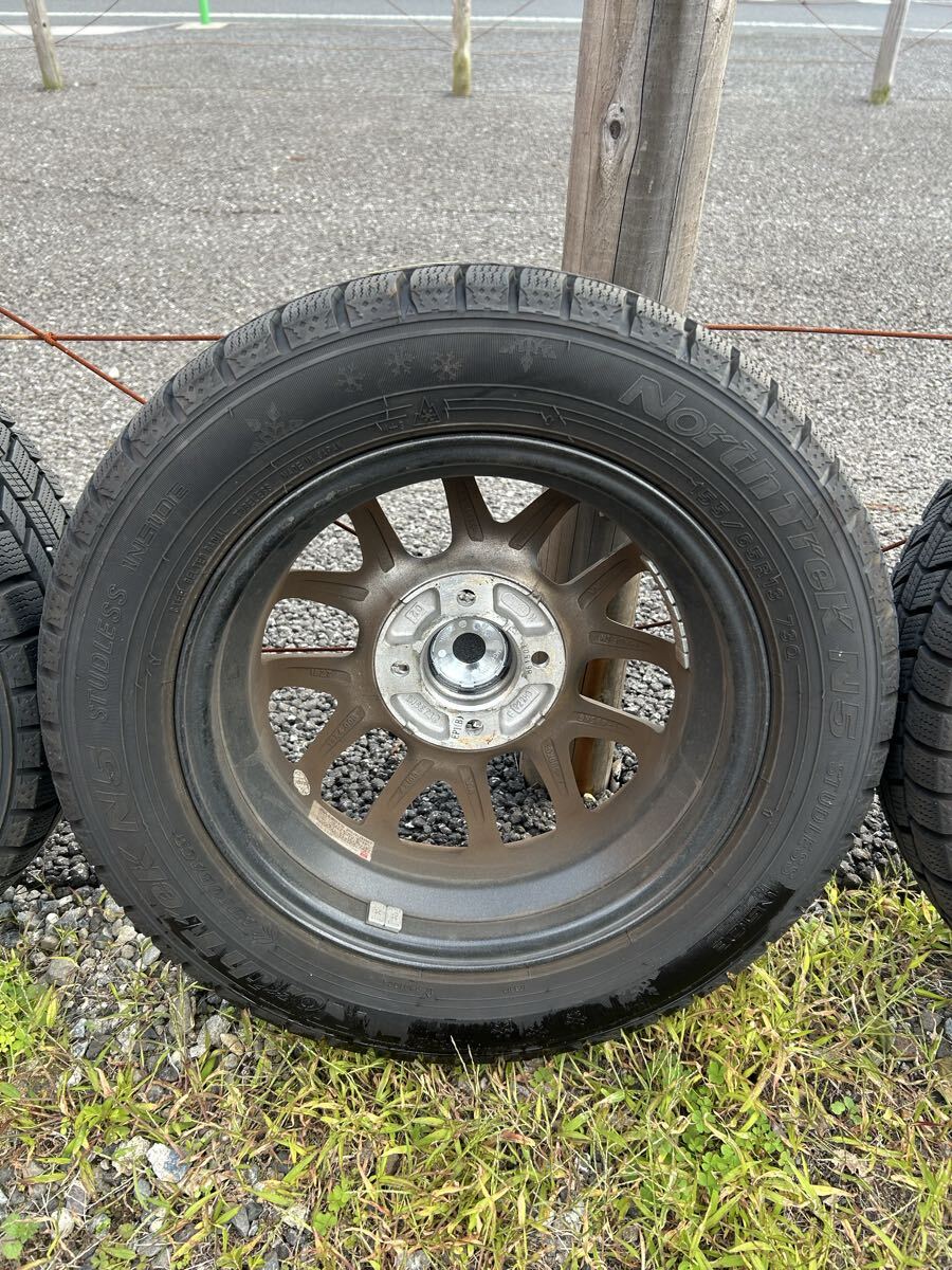 ST1112 MONZA JAPAN/モンツァジャパン ZACK JP-205 155/65 R13 73Q 13インチ ホイールとスタッドレスタイヤセット SUZUKIラパン装着 ビス付_画像7