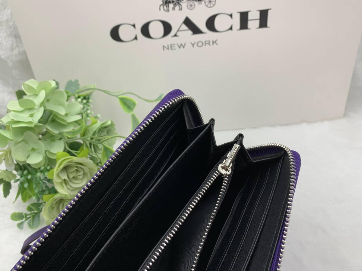 COACH 財布 コーチ 長財布 パープル レディース 贈り物 ギフト シグネチャー ロング ジップ 新品未使用 ブランド ファッション C4452 A158_画像10
