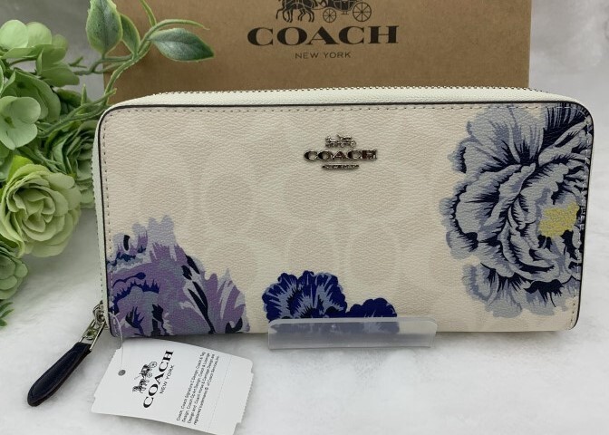 COACH コーチ 財布 長財布 レディース 花柄 プレゼント 贈り物 ギフト シグネチャー ロング ジップ 新品 未使用 ファッション C6656 A174_画像1